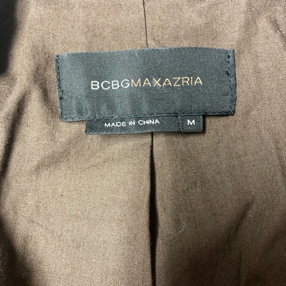 BCBGMAXAZRIA Women’s Brown Leather Crop Military Jacket with Plaid Detailing. - Picture 11 of 11